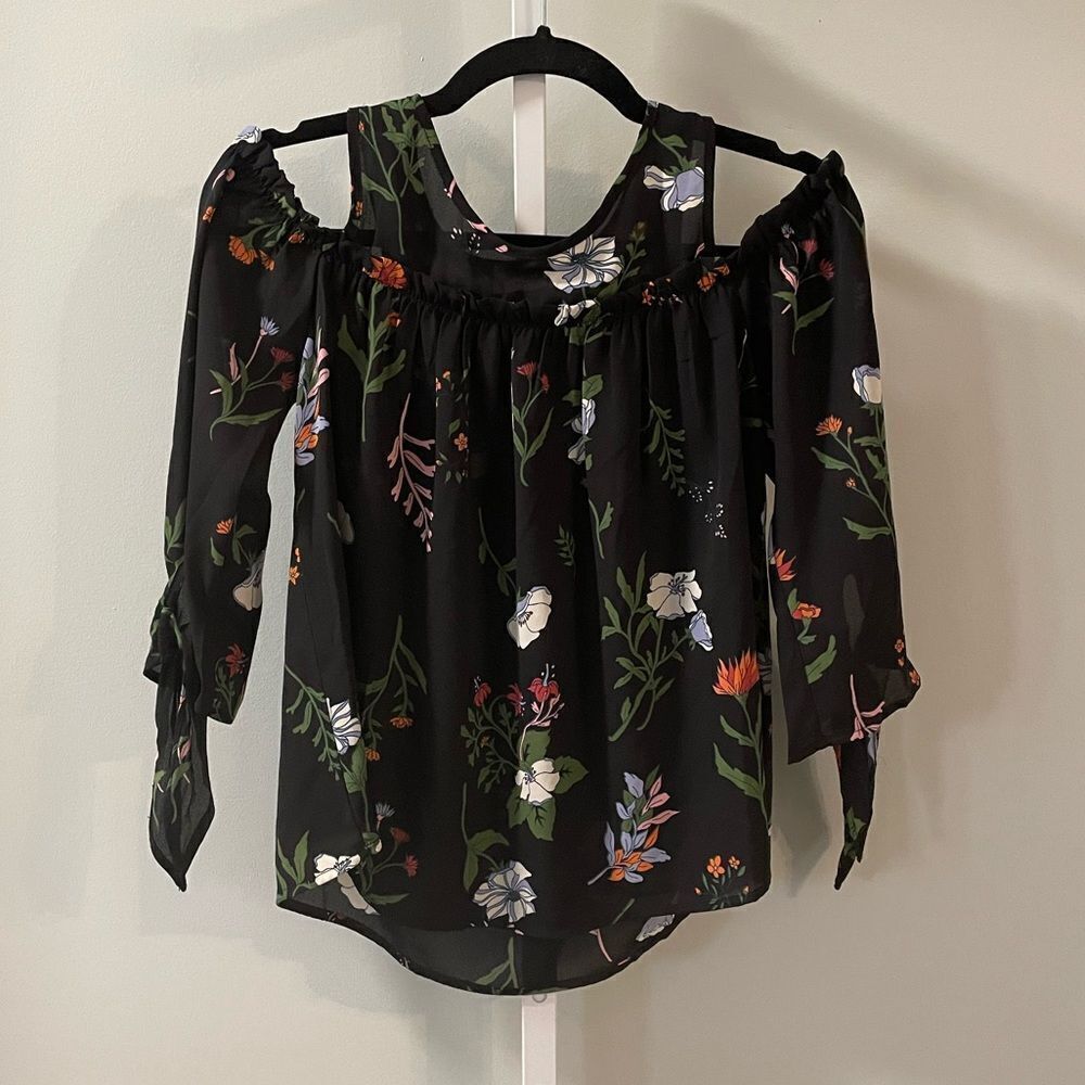 Sienna Sky Black Floral Cold Shoulder Blouse